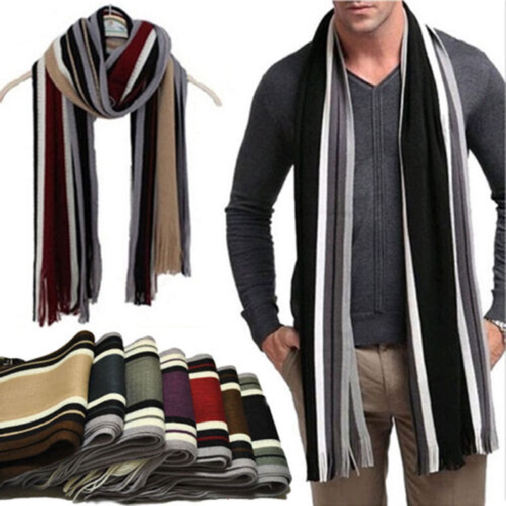 Cachecol listrado masculino de - Wool Scarf Men avaliação e preço